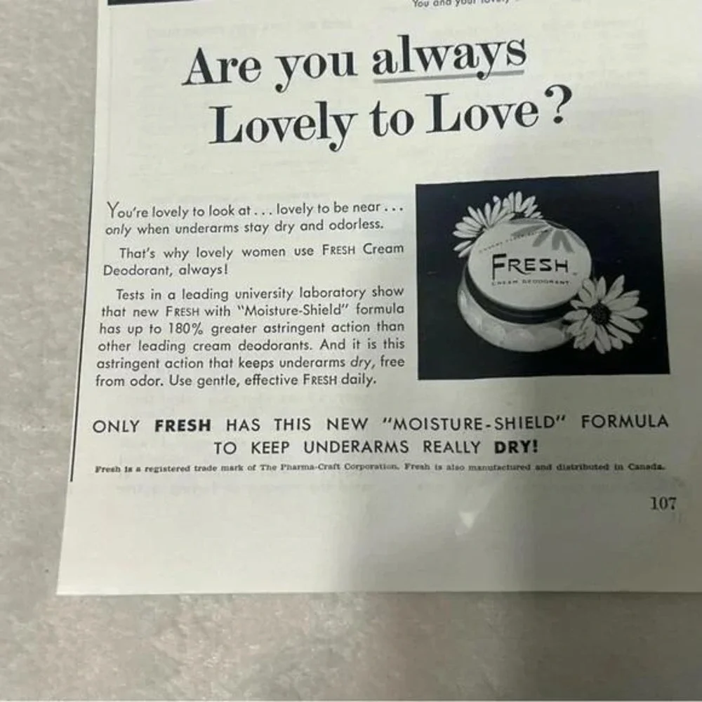 1954 Fresh Cream Deodorant Are You Always Original Vintage Print Ad